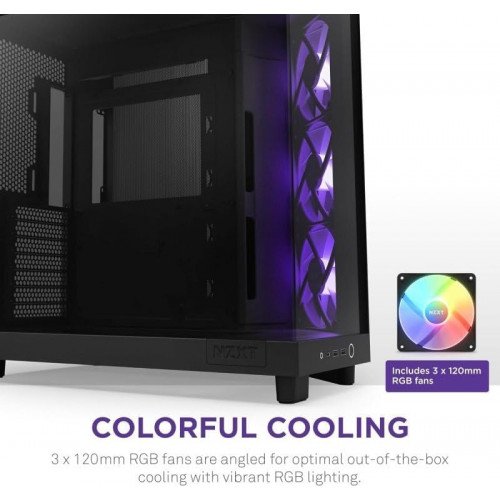صندوق كمبيوتر العاب H6 Flow RGB | حجم متوسط | يدعم ATX | من شركة NZXT | اسود | طراز H5 Flow RGB صندوق كمبيوتر العاب H6 Flow RGB | حجم متوسط | يدعم ATX | من شركة NZXT | اسود | طراز H5 Flow RGB