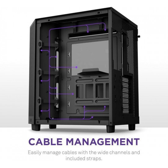 صندوق كمبيوتر العاب  H6 Flow RGB | حجم متوسط | يدعم ATX | من شركة NZXT | اسود | طراز H5 Flow RGB