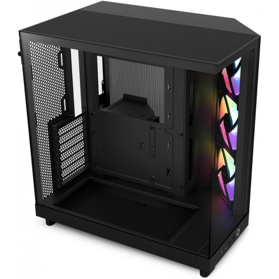 صندوق كمبيوتر العاب  H6 Flow RGB | حجم متوسط | يدعم ATX | من شركة NZXT | اسود | طراز H5 Flow RGB