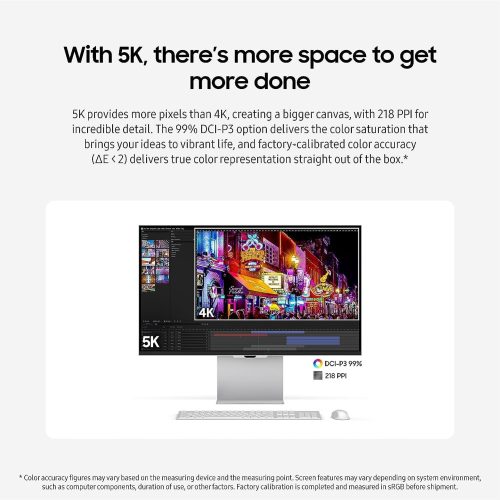 شاشة سامسونج ViewFinity S9 | بدقة 5K (5120 × 2880) | مقاس 27 انش | من سامسونج | لوحة IPS | استجابة 5 مللي ثانية | معدل تحديث 60 هرتز | طراز LS27C902PAMXUE