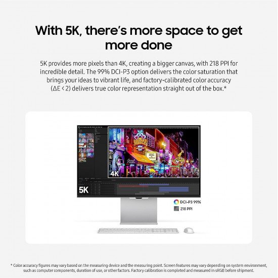 شاشة سامسونج ViewFinity S9 | بدقة 5K (5120 × 2880) | مقاس 27 انش | من سامسونج | لوحة IPS | استجابة 5 مللي ثانية | معدل تحديث 60 هرتز | طراز LS27C902PAMXUE