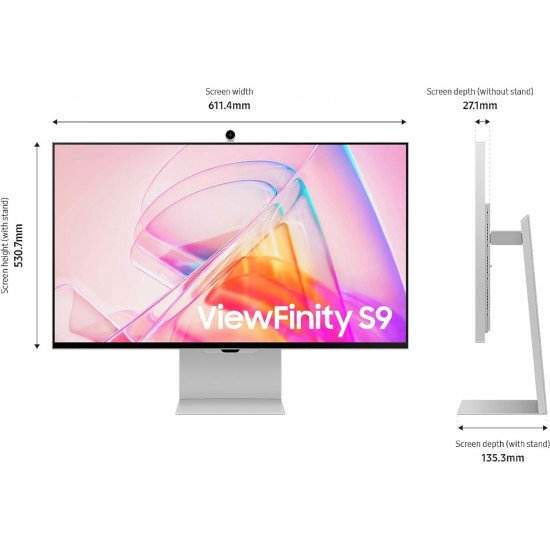 شاشة سامسونج ViewFinity S9 | بدقة 5K (5120 × 2880) | مقاس 27 انش | من سامسونج | لوحة IPS | استجابة 5 مللي ثانية | معدل تحديث 60 هرتز | طراز LS27C902PAMXUE