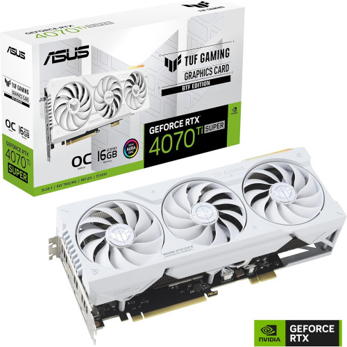 كرت شاشة اسوس توف 4070 تي أي سوبر ASUS TUF 4070 Ti SUPER | ذاكرة 16GB | تردد مكسور السرعة (OC) | ابيض | طراز TUFRTX4070TISO16GBTFWHITE كرت شاشة اسوس توف 4070 تي أي سوبر ASUS TUF 4070 Ti SUPER | ذاكرة 16GB | تردد مكسور السرعة (OC) | ابيض | طراز TUFRTX4070TISO16GBTFWHITE