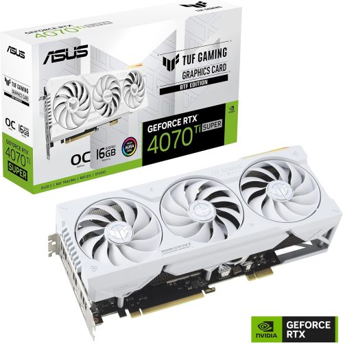 كرت شاشة اسوس توف 4070 تي أي سوبر ASUS TUF 4070 Ti SUPER | ذاكرة 16GB | تردد مكسور السرعة (OC) | ابيض | طراز TUFRTX4070TISO16GBTFWHITE كرت شاشة اسوس توف 4070 تي أي سوبر ASUS TUF 4070 Ti SUPER | ذاكرة 16GB | تردد مكسور السرعة (OC) | ابيض | طراز TUFRTX4070TISO16GBTFWHITE