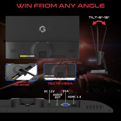 GAMEON GB22F75 Basic Series Gaming Monitor 21.45 inch,FHD VA Panel, 75Hz, 5ms, HDMI 1.4, Adaptive-Sync, Built-in Speakers, Support PS5 Black GAMEON GB22F75 Basic Series Gaming Monitor 21.45 inch,FHD VA Panel, 75Hz, 5ms, HDMI 1.4, Adaptive-Sync, Built-in Speakers, Support PS5 Black