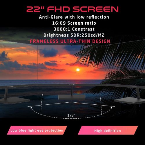 GAMEON GB22F75 Basic Series Gaming Monitor 21.45 inch,FHD VA Panel, 75Hz, 5ms, HDMI 1.4, Adaptive-Sync, Built-in Speakers, Support PS5 Black GAMEON GB22F75 Basic Series Gaming Monitor 21.45 inch,FHD VA Panel, 75Hz, 5ms, HDMI 1.4, Adaptive-Sync, Built-in Speakers, Support PS5 Black