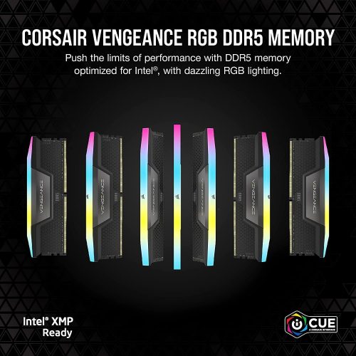 Corsair VENGEANCE RGB DDR5 RAM 32GB (2x16GB) 6400MHz CL36 Intel XMP iCUE Compatible Computer Memory - Black (CMH32GX5M2N6400C36) Corsair VENGEANCE RGB DDR5 RAM 32GB (2x16GB) 6400MHz CL36 Intel XMP iCUE Compatible Computer Memory - Black (CMH32GX5M2N6400C36)