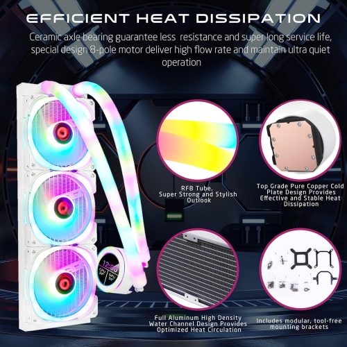 GAMEON - KRAKEN N360 LCD Display Liquid CPU Cooler 360mm With ARGB Tube  White 