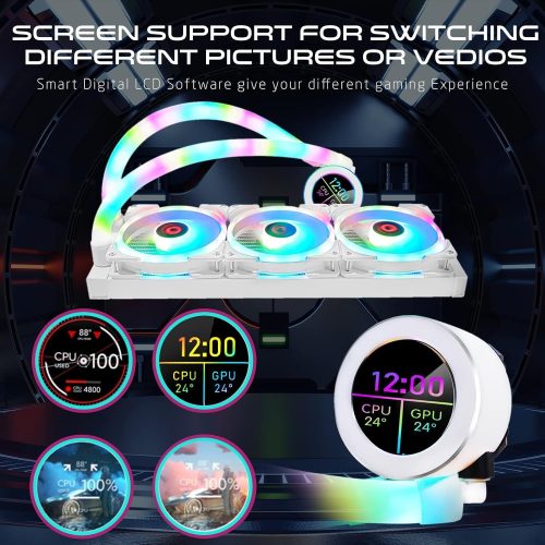 GAMEON - KRAKEN N360 LCD Display Liquid CPU Cooler 360mm With ARGB Tube  White 