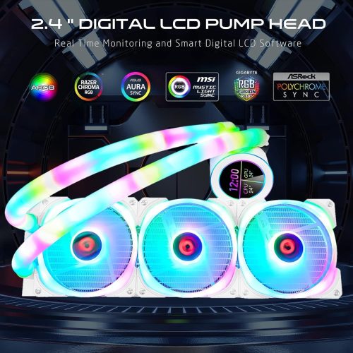 GAMEON - KRAKEN N360 LCD Display Liquid CPU Cooler 360mm With ARGB Tube  White 
