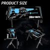 Call Of Duty (COD) Hawksbill Series RGB Flowing Light Gaming Desk With Mouse pad, Headphone Hook & Cup Holder - Black/Blue Call Of Duty (COD) Hawksbill Series RGB Flowing Light Gaming Desk With Mouse pad, Headphone Hook & Cup Holder - Black/Blue