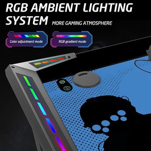 Call Of Duty (COD) Hawksbill Series RGB Flowing Light Gaming Desk With Mouse pad, Headphone Hook & Cup Holder - Black/Blue Call Of Duty (COD) Hawksbill Series RGB Flowing Light Gaming Desk With Mouse pad, Headphone Hook & Cup Holder - Black/Blue