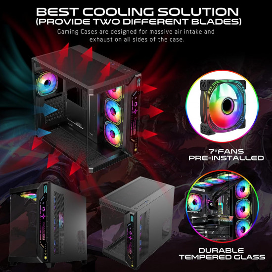 GAMEON Pulse Midnight Series 7 FAN ARGB Mid Tower Gaming CaseBlack