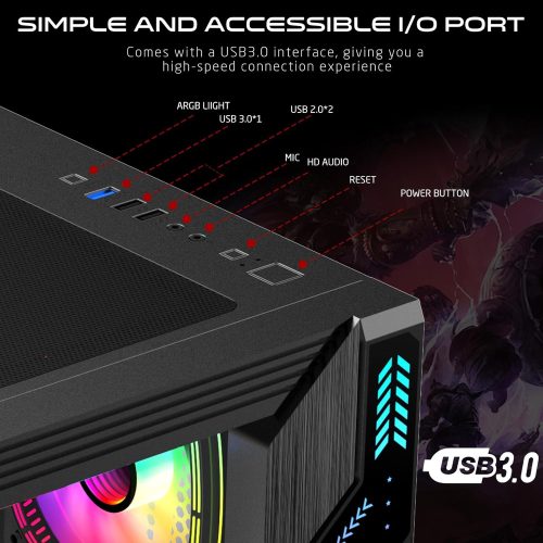 GAMEON Pulse Midnight Series 7 FAN ARGB Mid Tower Gaming Case  Black