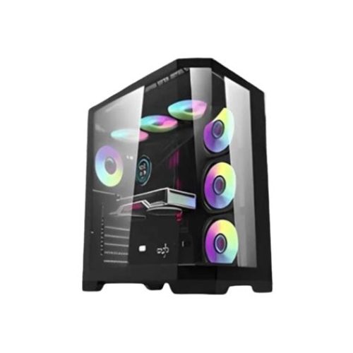 Aigo FT418 PRO ATX Mid-Tower Gaming Case with 7 ARGB Fans and Tempered Glass – Black Aigo FT418 PRO ATX Mid-Tower Gaming Case with 7 ARGB Fans and Tempered Glass – Black