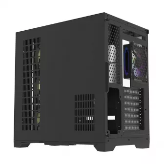 Aigo FT418 PRO ATX Mid-Tower Gaming Case with 7 ARGB Fans and Tempered Glass – Black