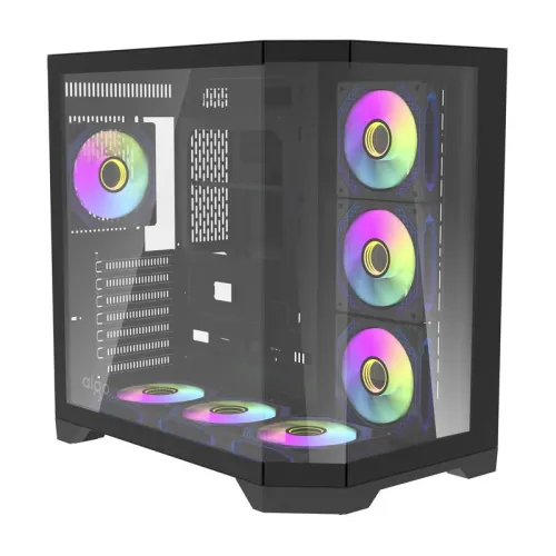 Aigo FT418 PRO ATX Mid-Tower Gaming Case with 7 ARGB Fans and Tempered Glass – Black Aigo FT418 PRO ATX Mid-Tower Gaming Case with 7 ARGB Fans and Tempered Glass – Black