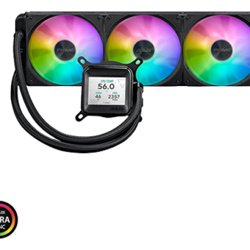 ASUS Prime LC 360 ARGB LCD AIO Liquid Cooler – LCD Display, Asetek Pump, ARGB Fans
