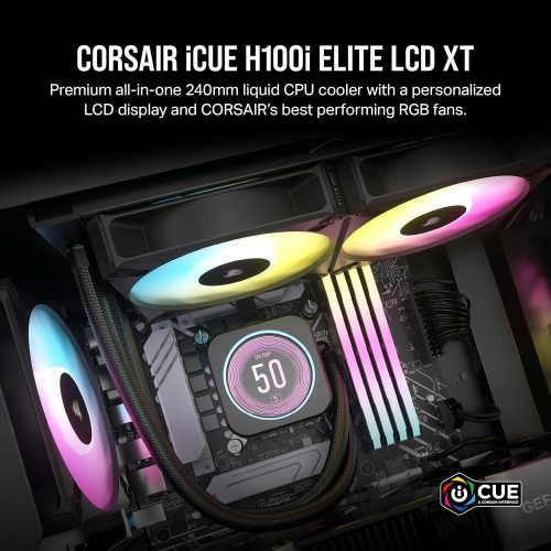 Corsair iCUE H100i ELITE LCD XT 240mm Liquid CPU Cooler with IPS Display Corsair iCUE H100i ELITE LCD XT 240mm Liquid CPU Cooler with IPS Display
