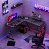 GAMEON L-Shaped Slayer I Series Gaming Desk (Size: 129*129*74cm & Table top 80*46cm) With Headset Hook, Cup Holder & Accessories Stand - Black GAMEON L-Shaped Slayer I Series Gaming Desk (Size: 129*129*74cm & Table top 80*46cm) With Headset Hook, Cup Holder & Accessories Stand - Black