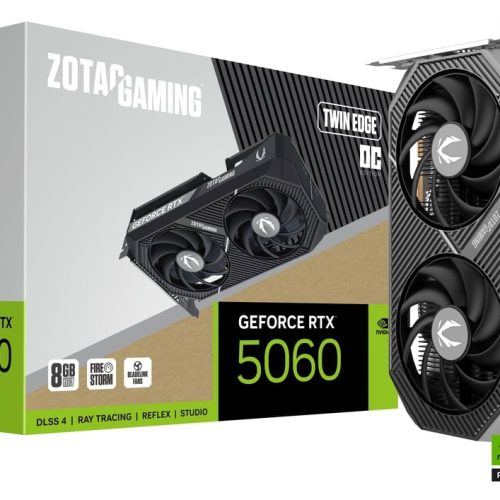 ZOTAC RTX 5060 Twin Edge OC 8GB GDDR7 Graphics Card – Compact Dual-Fan Cooling, DLSS 3, Ray Tracing ZOTAC RTX 5060 Twin Edge OC 8GB GDDR7 Graphics Card – Compact Dual-Fan Cooling, DLSS 3, Ray Tracing