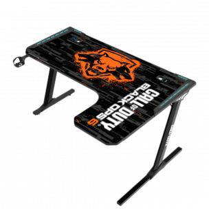 GameOn Call of Duty BLACK OPS 6-R Raptor RGB Gaming Table – Full Surface Mouse Pad, Wireless Charger, USB Hub, Headphone & Cup Holder