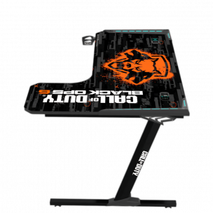 GameOn Call of Duty BLACK OPS 6-R Raptor RGB Gaming Table – Full Surface Mouse Pad, Wireless Charger, USB Hub, Headphone & Cup Holder