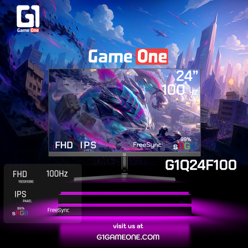 GameOne G1Q24F100 – 23.8" Full HD IPS, 100Hz FreeSync Gaming Monitor GameOne G1Q24F100 – 23.8" Full HD IPS, 100Hz FreeSync Gaming Monitor