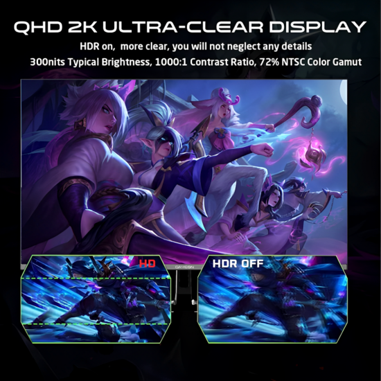 GAMEON GOPS27QHD180IPS Pro Series 27" QHD, 180Hz, MPRT 0.5ms, HDMI 2.1, Fast IPS Gaming Monitor (Supports PS5) - Black