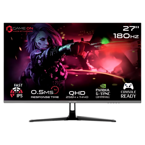 GAMEON GOPS27QHD180IPS Pro Series 27" QHD, 180Hz, MPRT 0.5ms, HDMI 2.1, Fast IPS Gaming Monitor (Supports PS5) - Black GAMEON GOPS27QHD180IPS Pro Series 27" QHD, 180Hz, MPRT 0.5ms, HDMI 2.1, Fast IPS Gaming Monitor (Supports PS5) - Black