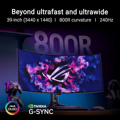 ASUS ROG Swift OLED PG39WCDM – 39" UWQHD Curved Gaming Monitor, 240Hz, 0.03ms, HDR, G-SYNC/FreeSync, HDMI 2.1, USB-C 90W ASUS ROG Swift OLED PG39WCDM – 39" UWQHD Curved Gaming Monitor, 240Hz, 0.03ms, HDR, G-SYNC/FreeSync, HDMI 2.1, USB-C 90W