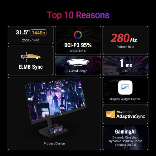 ROG Strix XG32WCMS 32" QHD Curved Gaming Monitor – Above 144Hz (280Hz), 1ms, USB-C, HDR, VA, ELMB Sync ROG Strix XG32WCMS 32" QHD Curved Gaming Monitor – Above 144Hz (280Hz), 1ms, USB-C, HDR, VA, ELMB Sync