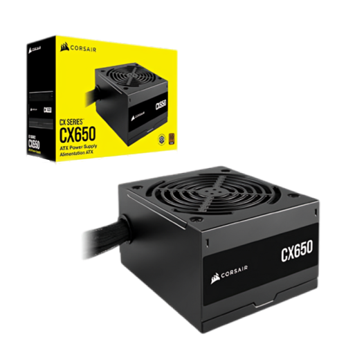CORSAIR CX650 80 PLUS Bronze Non Modular Low-Noise ATX 650 Watt Power Supply - UK - Black