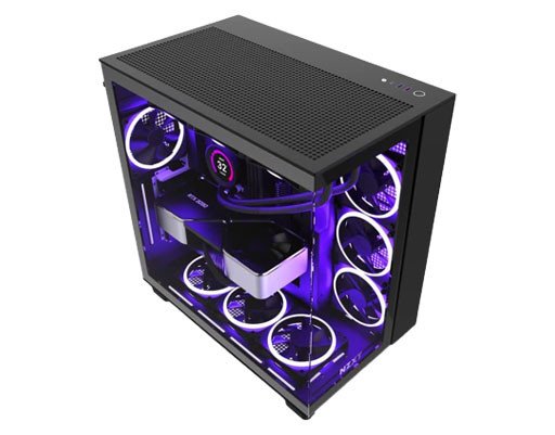 صندوق كمبيوتر العاب Nzxt | حجم متوسط | يدعم Micro ATX | اسود | طراز H9 Flow   
