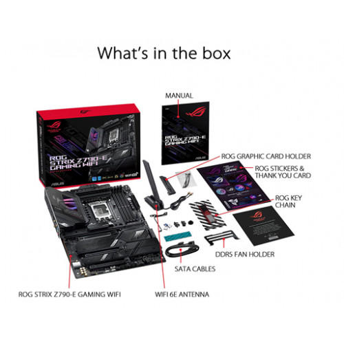 لوحة أم اسوس روج ستريكس ASUS ROG STRIX Z790-E GAMING WIFI DDR5 لوحة أم اسوس روج ستريكس ASUS ROG STRIX Z790-E GAMING WIFI DDR5