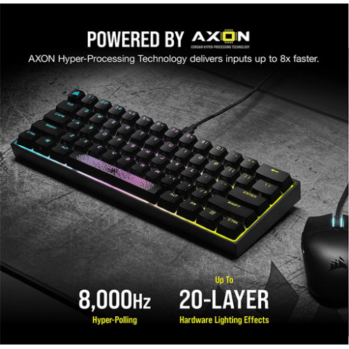 Corsair K65 RGB MINI 60% Mechanical Gaming Keyboard – CHERRY MX Red