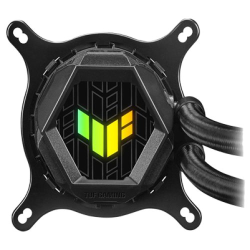 Asus TUF Gaming LC 240 ARGB all-in-one liquid CPU cooler with Aura Sync and dual TUF Gaming 120 mm ARGB radiator fans Asus TUF Gaming LC 240 ARGB all-in-one liquid CPU cooler with Aura Sync and dual TUF Gaming 120 mm ARGB radiator fans