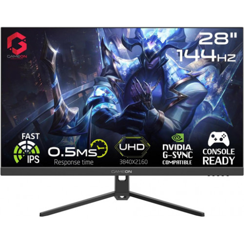 شاشة العاب جيم اون  GAMEON | بدقة4K  UHD (3840×2160) | مقاس 28 انش | استجابة 1 مللي ثانية  | لوحة  IPS | معدل تحديث 144 هرتز | طراز GOP28UHD144IPS