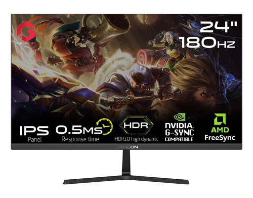 شاشة العاب جيم اون GAMEON Pro Series | بدقة FHD (1920×1080) | مقاس 24 انش | استجابة 1 مللي ثانية | لوحة  IPS | معدل تحديث 165 هرتز | طراز GOPS24180IPS