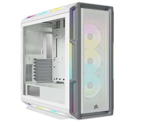 صندوق كمبيوتر العاب CORSAIR | حجم متوسط | يدعم ATX | ابيض | اضاءة RGB |  طراز CORSAIR iCUE 5000T