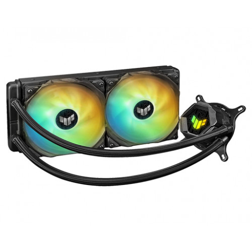 Asus TUF Gaming LC 240 ARGB all-in-one liquid CPU cooler with Aura Sync and dual TUF Gaming 120 mm ARGB radiator fans Asus TUF Gaming LC 240 ARGB all-in-one liquid CPU cooler with Aura Sync and dual TUF Gaming 120 mm ARGB radiator fans