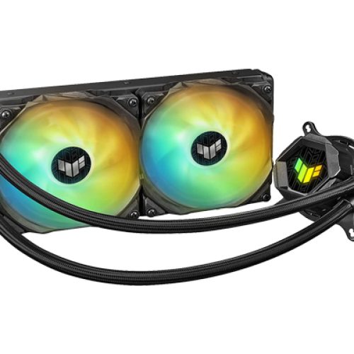 Asus TUF Gaming LC 240 ARGB all-in-one liquid CPU cooler with Aura Sync and dual TUF Gaming 120 mm ARGB radiator fans Asus TUF Gaming LC 240 ARGB all-in-one liquid CPU cooler with Aura Sync and dual TUF Gaming 120 mm ARGB radiator fans