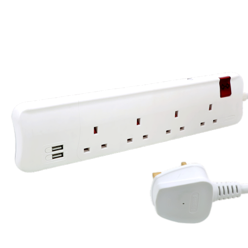 توصيلة كهرباء ليجراند طول 3 متر 4 مخارج مع مخرجين USB أبيض - 698530 توصيلة كهرباء ليجراند طول 3 متر 4 مخارج مع مخرجين USB أبيض - 698530