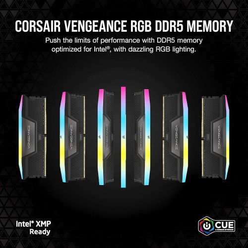 CORSAIR VENGEANCE RGB 96GB (2×48GB) DDR5 5200MHz Memory Kit – Black