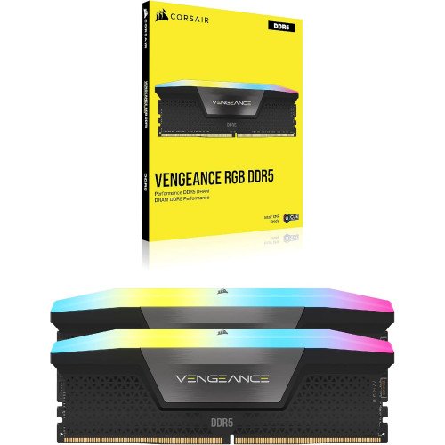CORSAIR VENGEANCE RGB 96GB (2×48GB) DDR5 5200MHz Memory Kit – Black