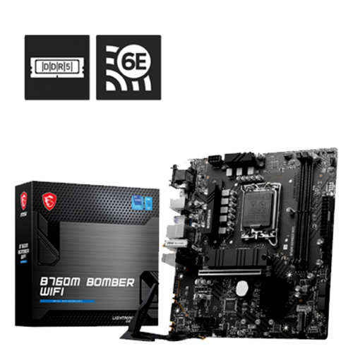 MSI B760M BOMBER WIFI DDR5 Micro ATX Motherboard MSI B760M BOMBER WIFI DDR5 Micro ATX Motherboard