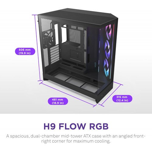 NZXT H9 Flow RGB Mid-Tower ATX Case Black