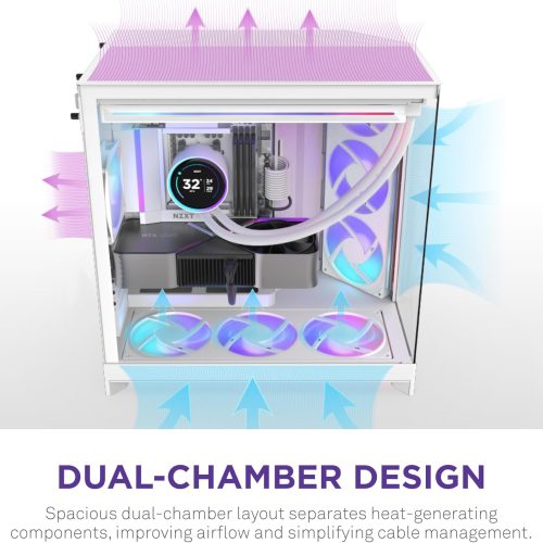 NZXT H9 Flow RGB Mid-Tower ATX Case White NZXT H9 Flow RGB Mid-Tower ATX Case White