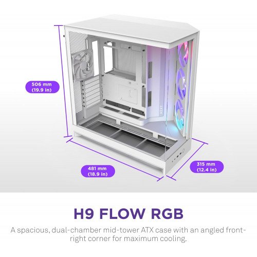NZXT H9 Flow RGB Mid-Tower ATX Case White