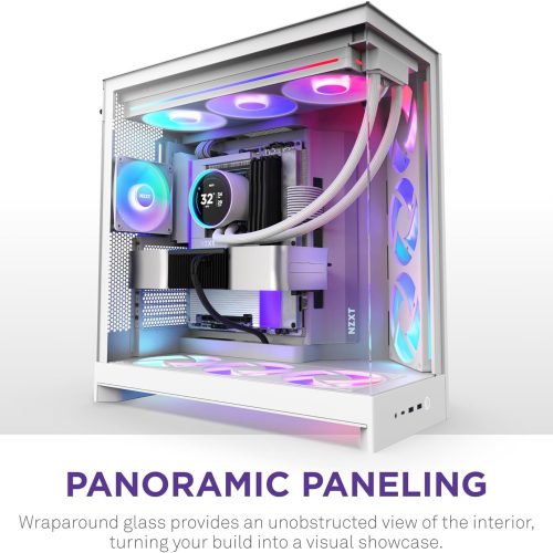 NZXT H9 Flow RGB+ White Mid-Tower ATX Case NZXT H9 Flow RGB+ White Mid-Tower ATX Case